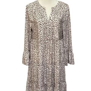 NWT Etosell Medium‎ Women Leopard Long Bell Sleeve Tiered Dress Mob Wife
